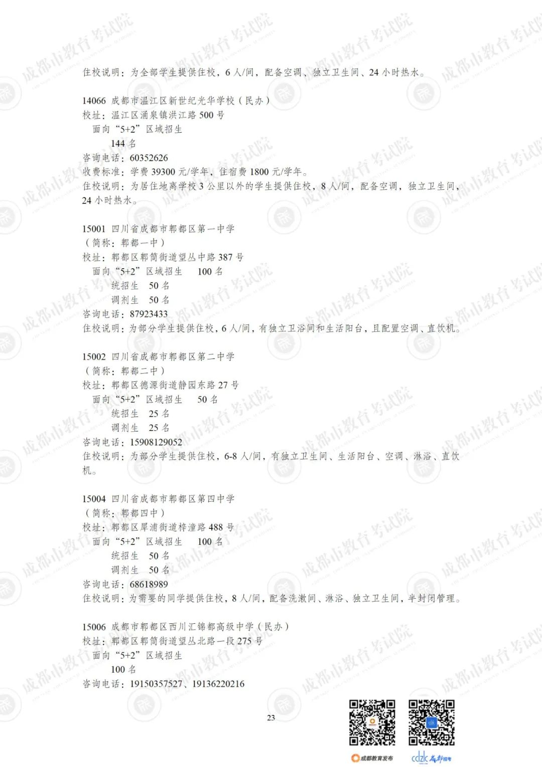 2024成都各高中招生计划一览表