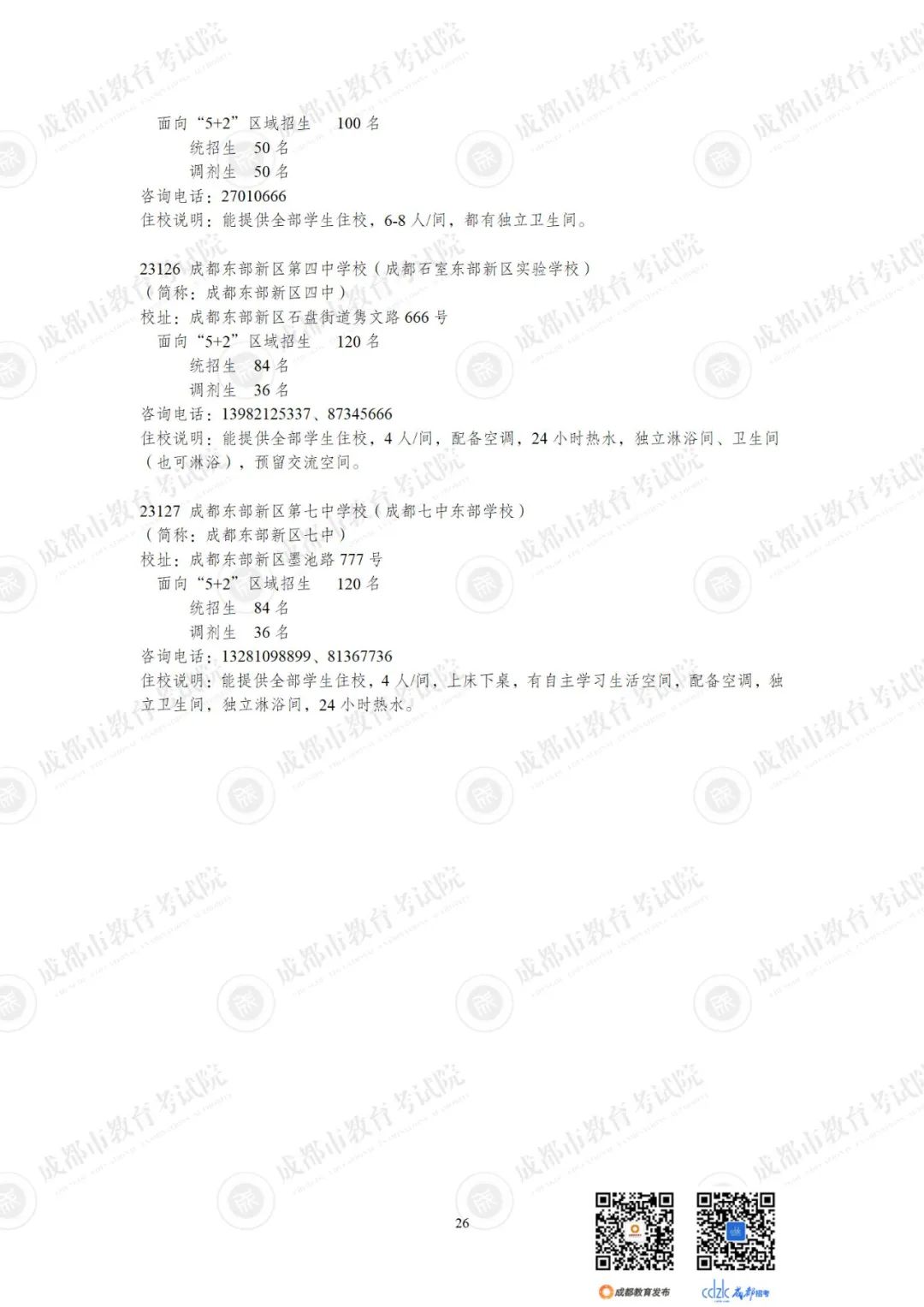 2024成都各高中招生计划一览表