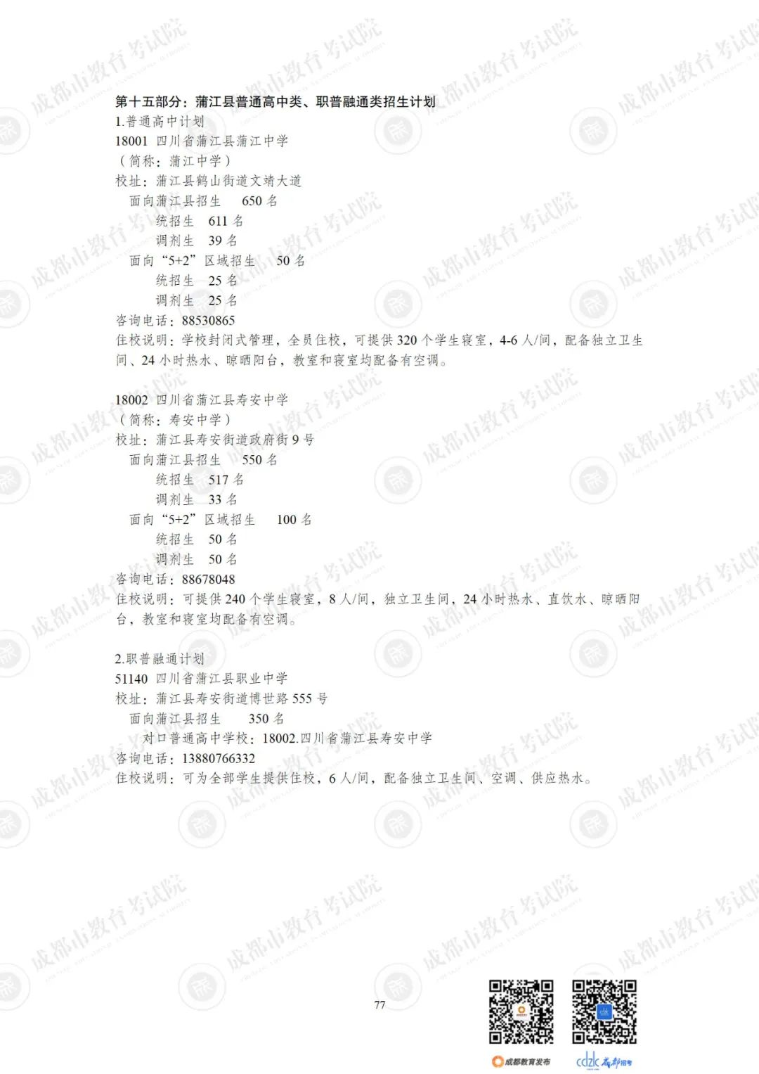 2024成都各高中招生计划一览表