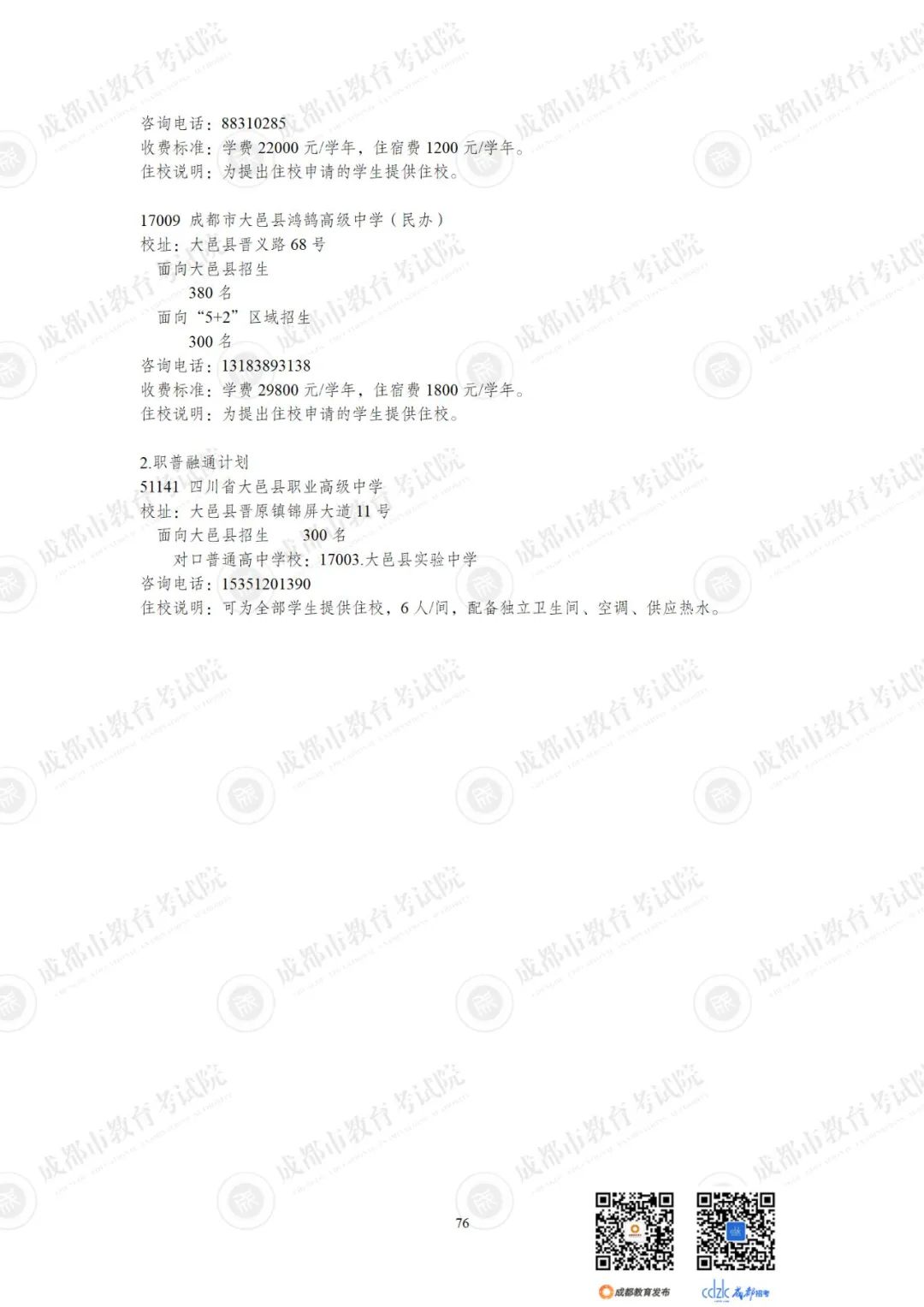 2024成都各高中招生计划一览表