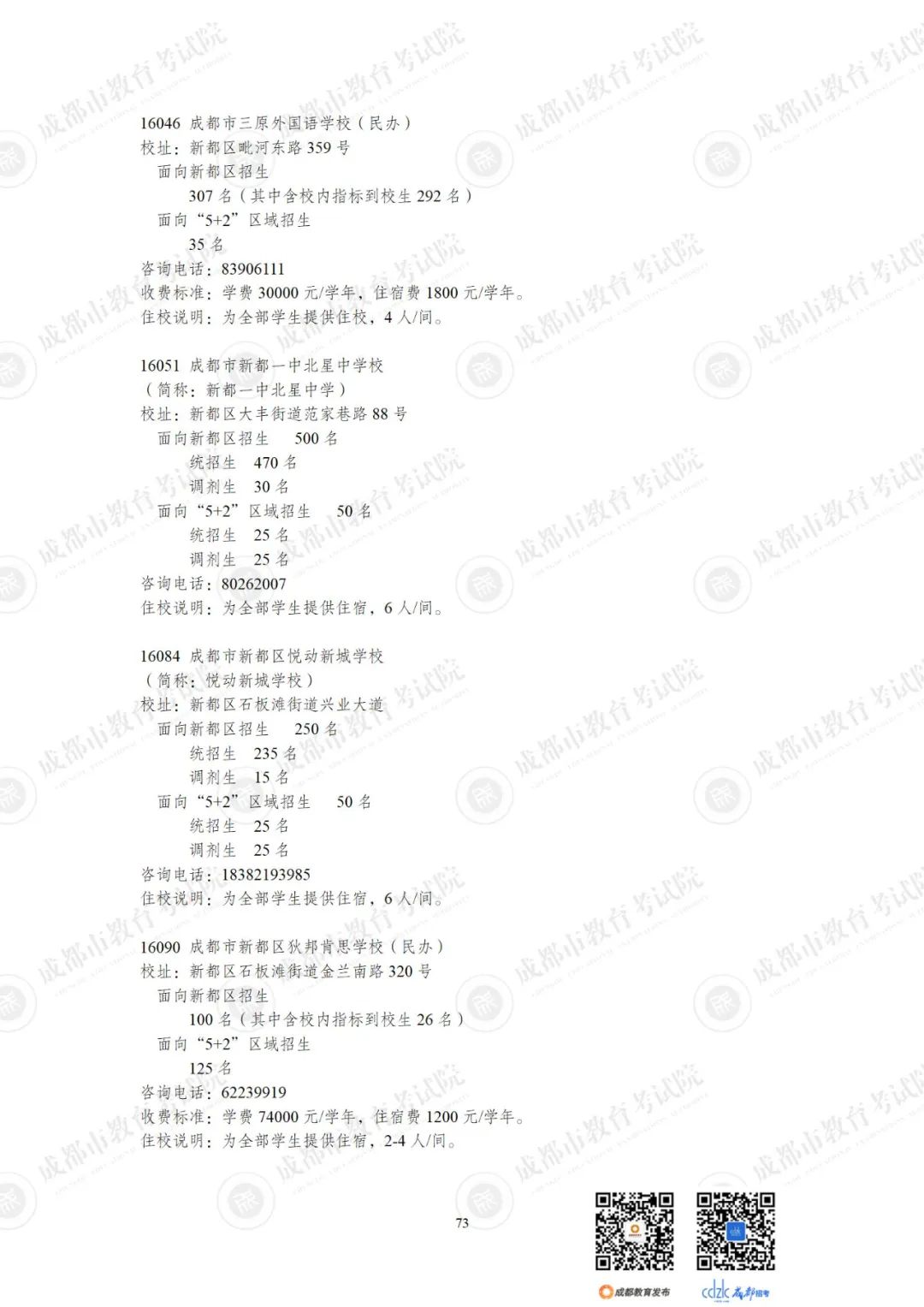 2024成都各高中招生计划一览表