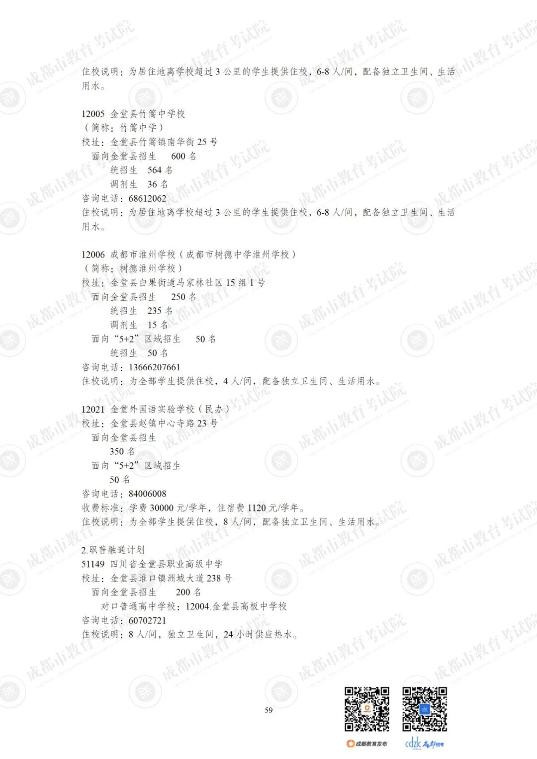 2024成都各高中招生计划一览表