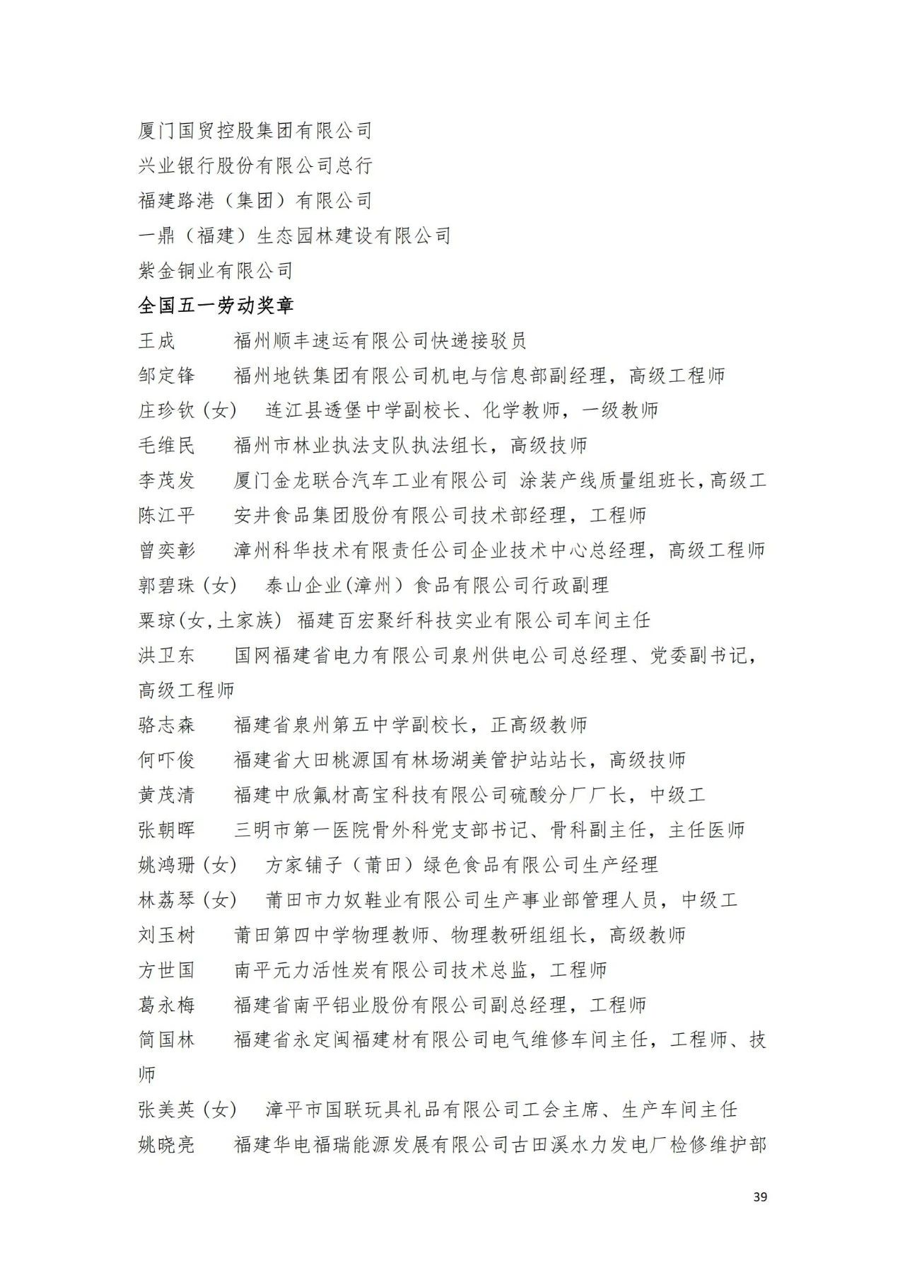 2024全国五一劳动奖章获奖名单(完整名单)