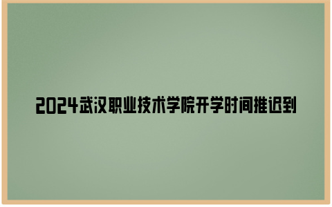 2024武汉职业技术学院开学时间推迟到什么时候?