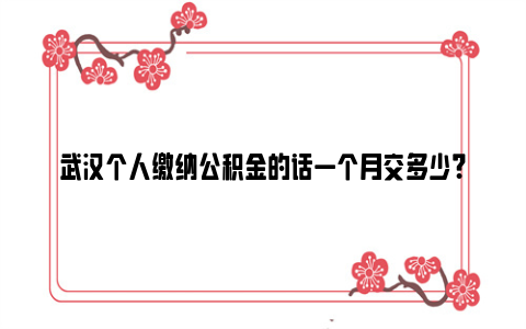 武汉个人缴纳公积金的话一个月交多少?