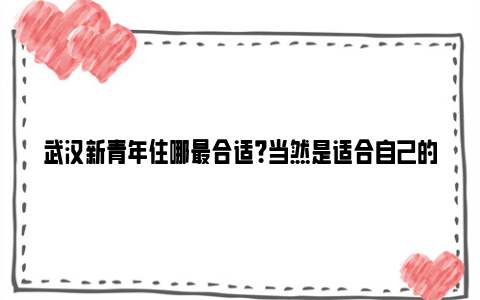 武汉新青年住哪最合适?当然是适合自己的最合适!