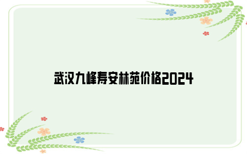武汉九峰寿安林苑价格2024