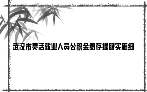 武汉市灵活就业人员公积金缴存提取实施细则（办理条件 方式）