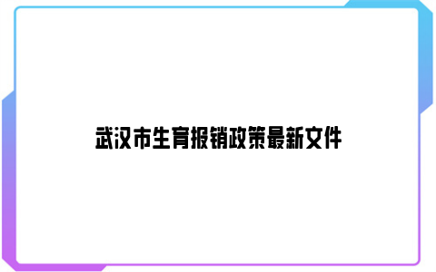 武汉市生育报销政策最新文件