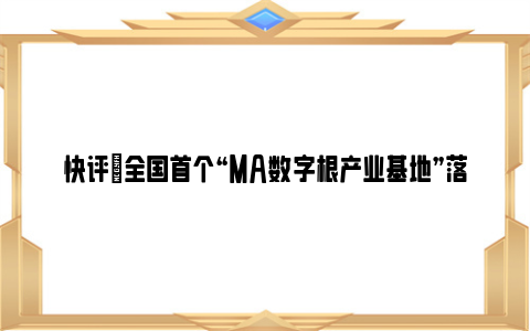 快评|全国首个“ma数字根产业基地”落地武汉