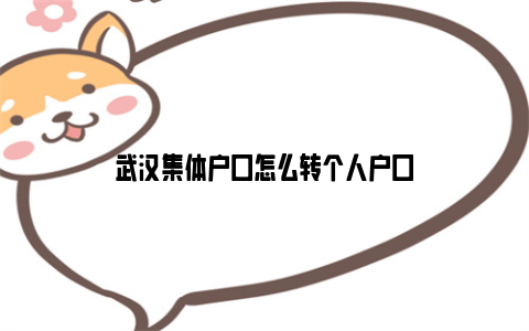 武汉集体户口怎么转个人户口
