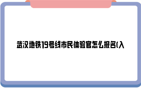 武汉地铁19号线市民体验官怎么报名(入口 时间 流程)