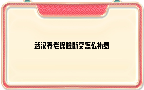 武汉养老保险断交怎么补缴