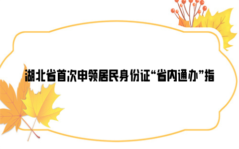 湖北省首次申领居民身份证“省内通办”指南